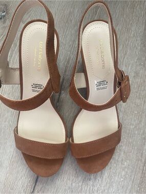 Liz Claiborne Tan Suede Strap Slingback Sandals